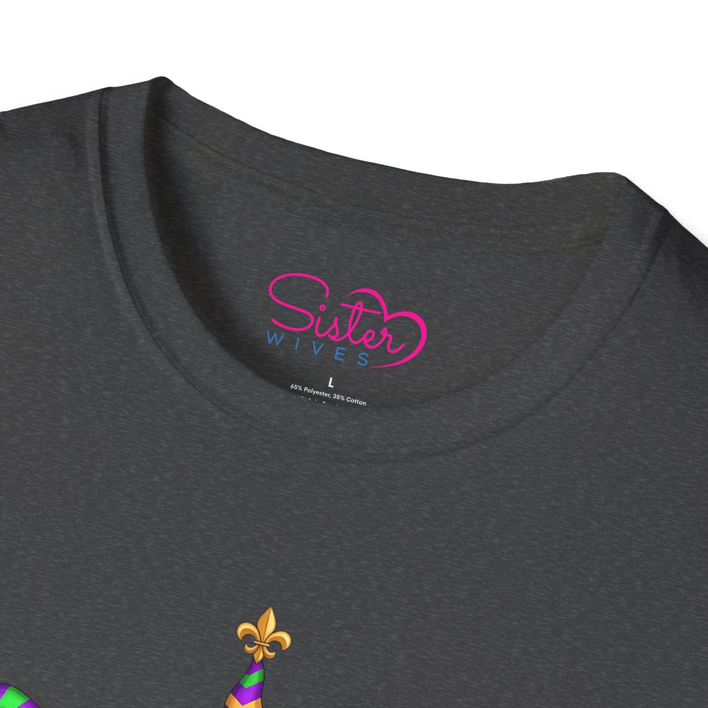 Mardi Gras Throuple Gnome T-Shirt | Polyamory ENM Pride Tee | Festive Gnome Graphic Shirt | Chosen Family Swinger Lifestyle Apparel