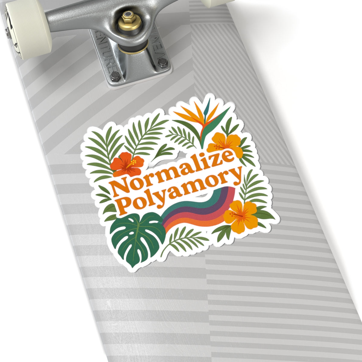 Tropical Normalize Polyamory Kiss-Cut Stickers - Colorful LGBTQ+ Pride Decals for Laptop, Journals, Bumper, Water Bottles, Gifts