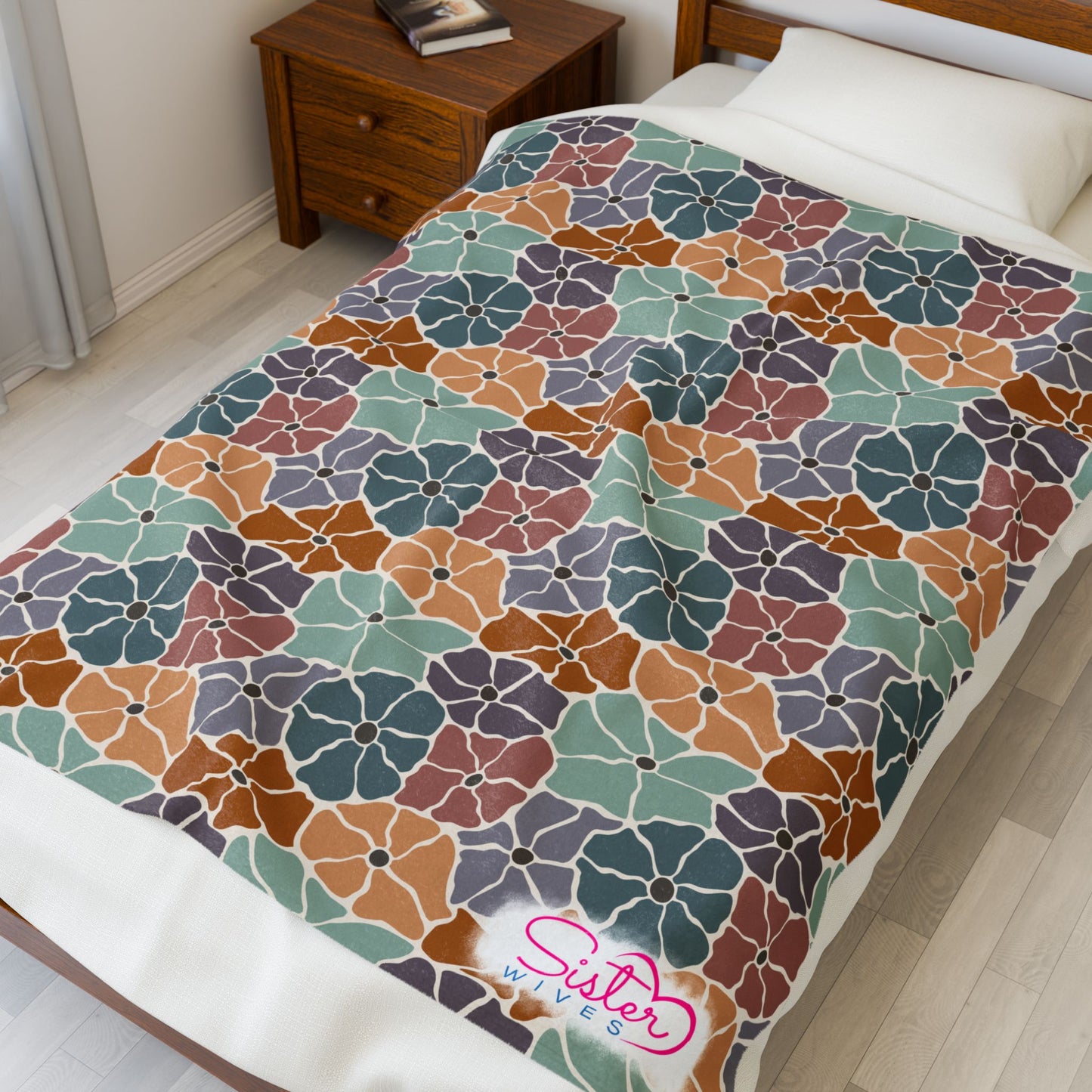 Boho Floral Throw Blanket – Cozy Botanical Home Decor | Polyamory & ENM Friendly