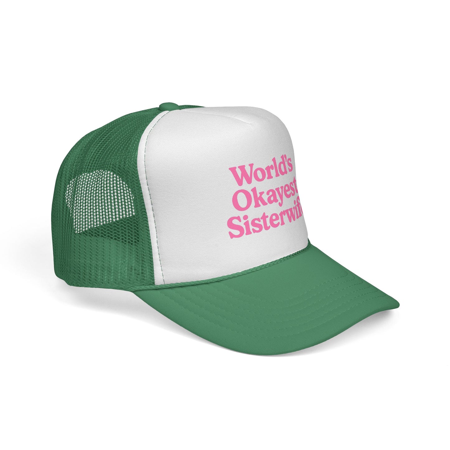 World's Okayest Sisterwife Trucker Cap, Funny Gift for Sisters, Unique Headwear for Events, Casual Style, Best for Family Gatherings