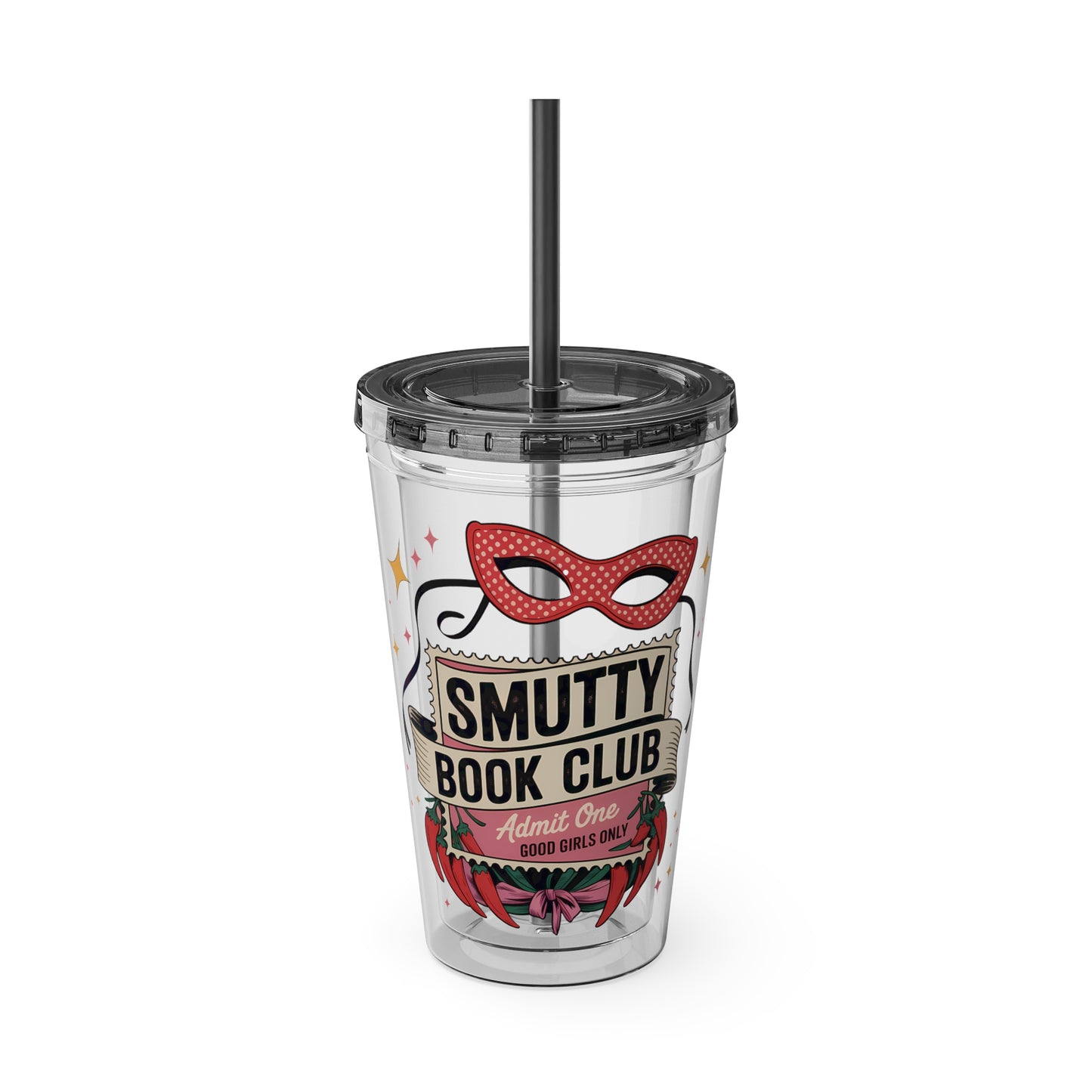 Admit One: Smutty Book Club – 16oz Sunsplash Tumbler | Polyamory Pride Cup | ENM Lifestyle Drinkware | Swinger Aesthetic Travel Cup | Spicy Romance Reader Gift | Poly, Open Relationship,...