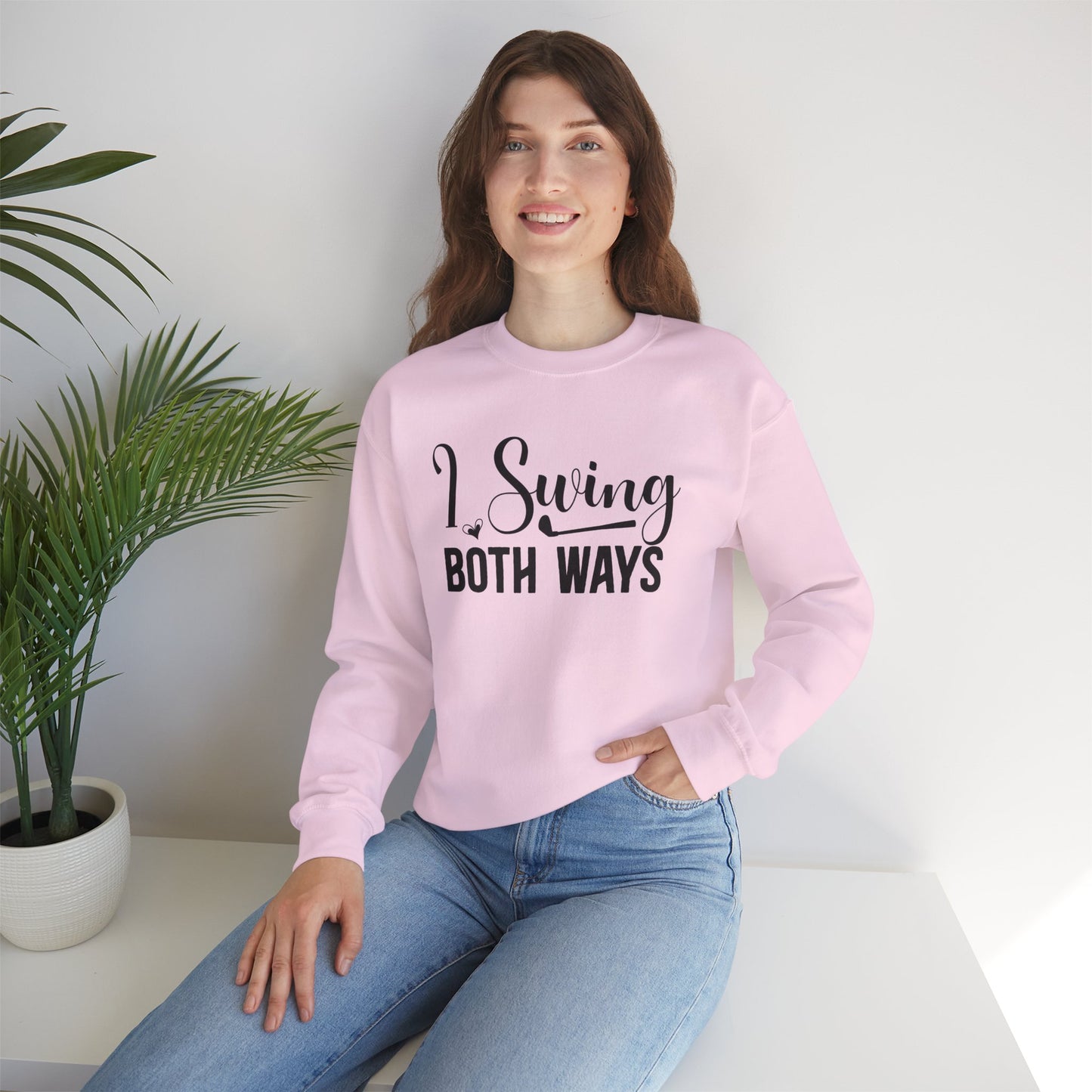 I Swing Both Ways Crewneck Sweatshirt | Bisexual & Swinger Humor Pullover | ENM Friendly Cozy Sweatshirt | Inclusive Relationship Apparel