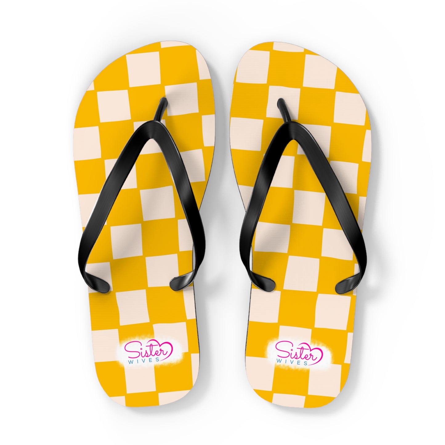 Yellow Checkered Flip Flops | Lightweight Summer Sandals for Travel & Vacation