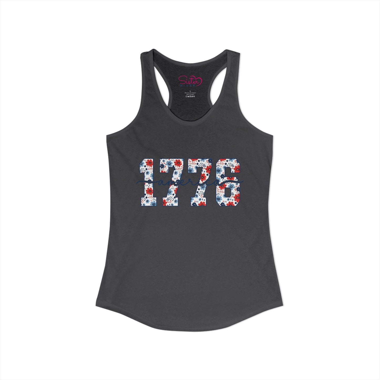USA Floral Racerback Tank – Patriotic Flower Tank Top | Fourth of July Shirt | Summer USA Graphic Tank