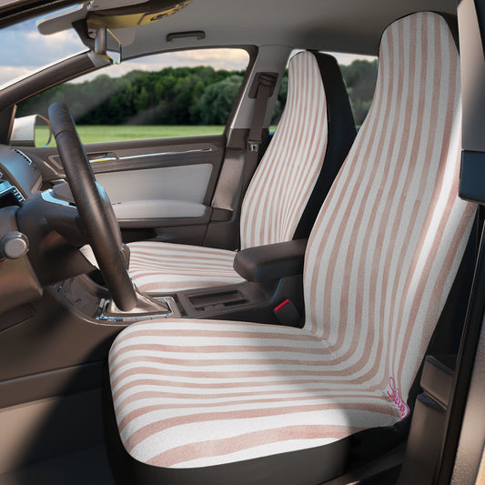 Pink Stripe Car Seat Covers – Minimalist Boho Auto Decor | Polyamory & ENM Friendly