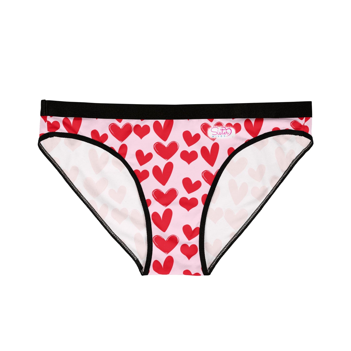 Women’s Valentine’s Heart Print Underwear – Polyamory & Swinger Friendly Panties, ENM Pride Lingerie, Matching Couples & Sets Available