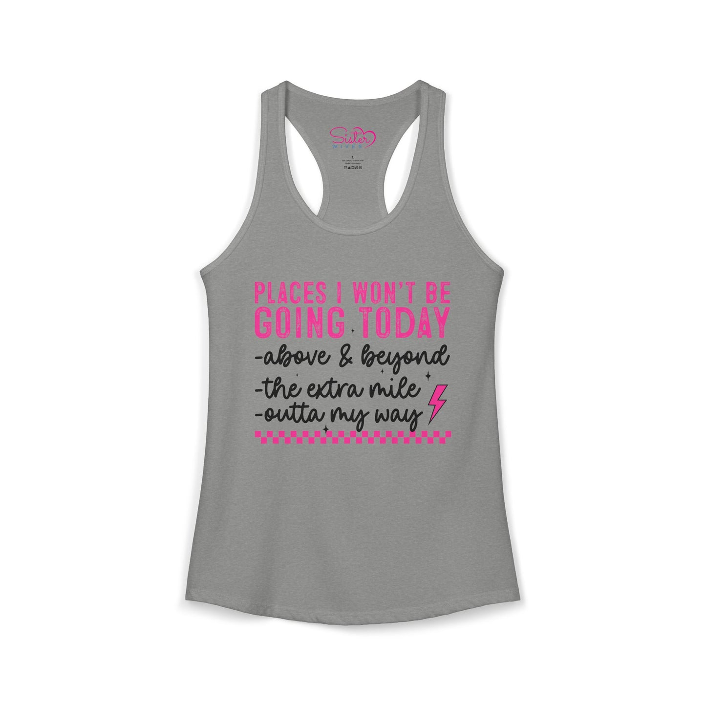 Places I Won’t Be Going Today Racerback Tank – Funny Introvert Shirt | Anti Social Humor Top | Relatable Graphic Tank