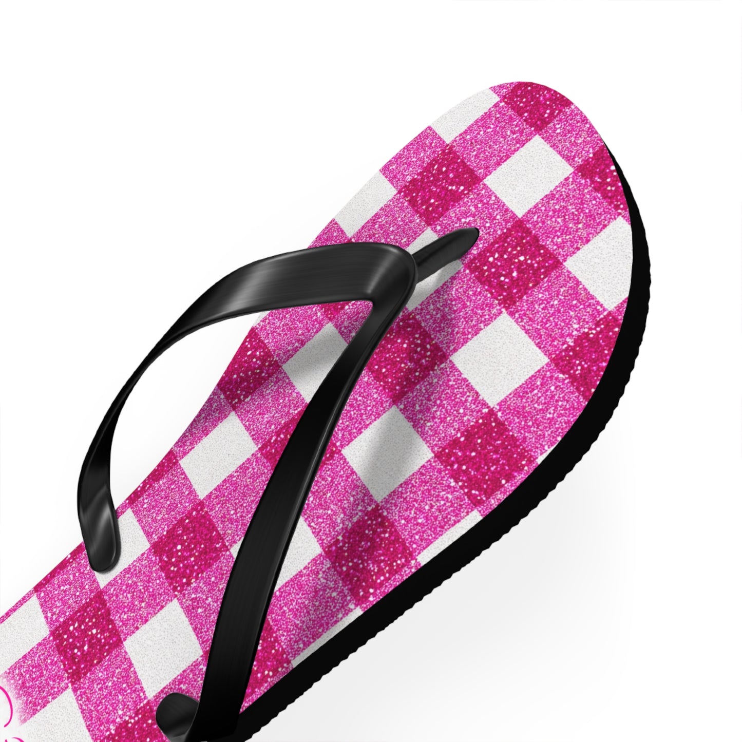 Pink Gingham Flip Flops for Women | Ethical Non Monogamy & Poly Lifestyle Sandals