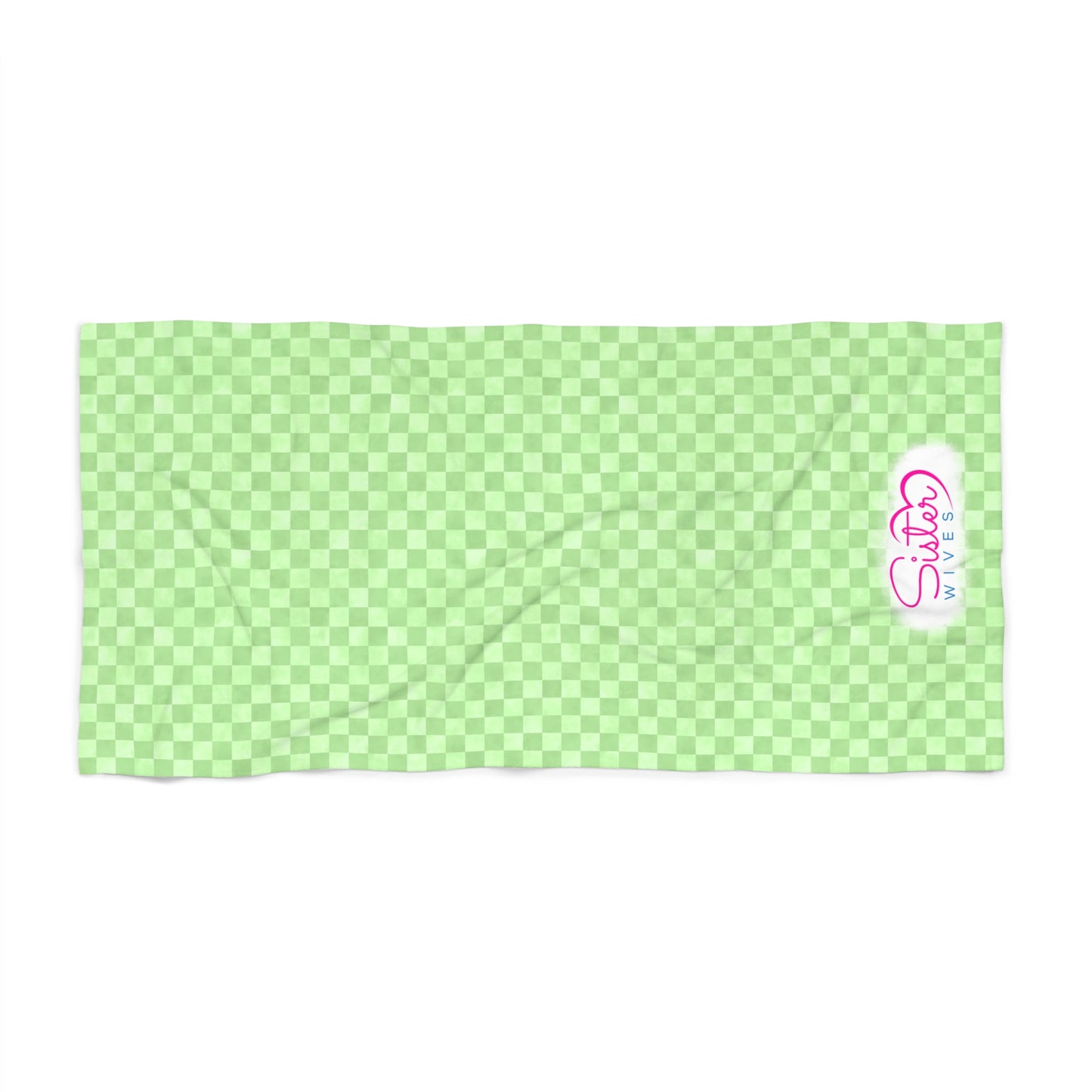 Green Checkerboard Beach Towel | Polyamory & ENM Friendly | Lifestyle Cruise, Resort & Pride Towel | Sisterwives Beach & Pool Towel