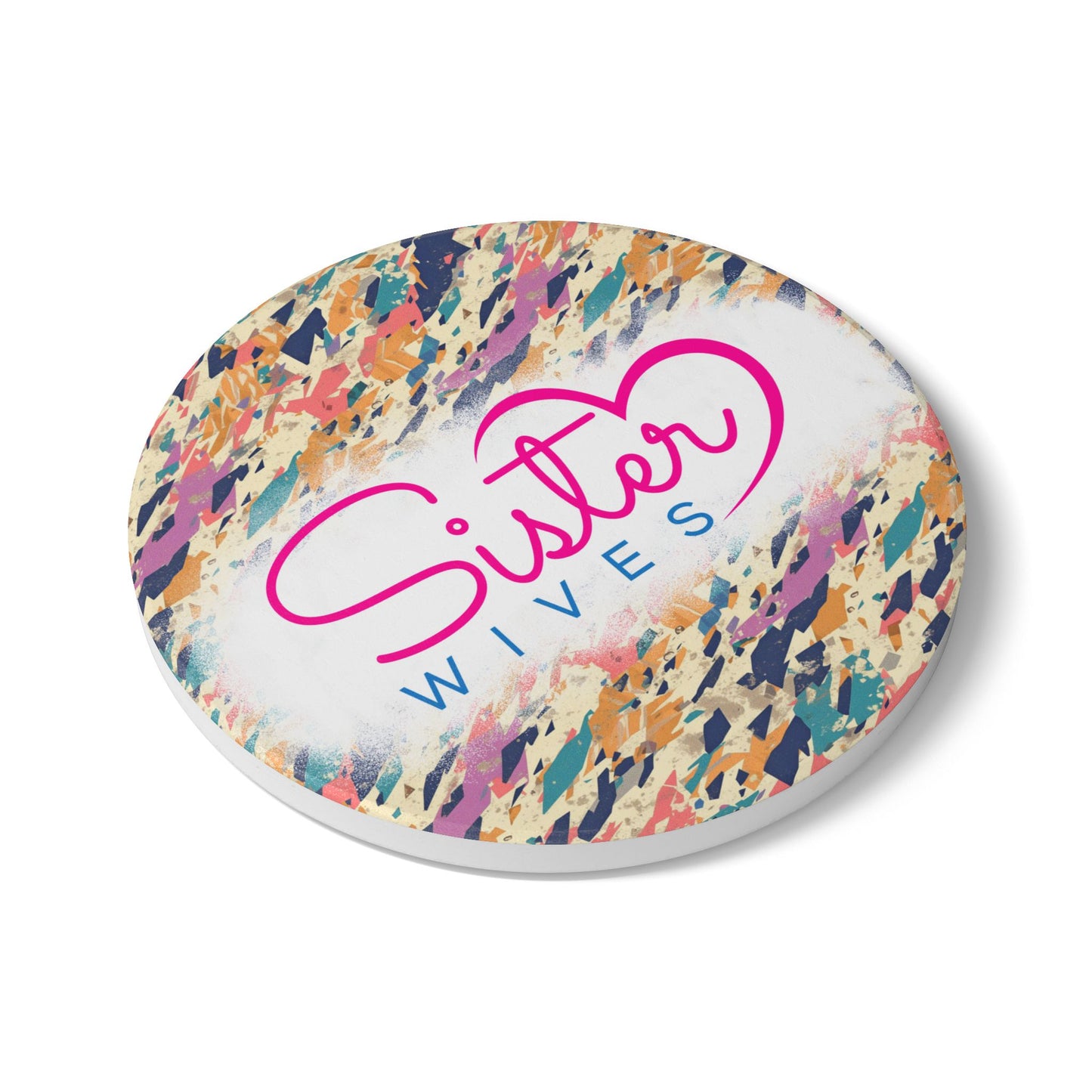 Sister Wives Abstract Retro Splash Ceramic Coaster, Unique Gift for Friends, Home Decor, Wedding Favors, Birthday Present, Celebratory Gift