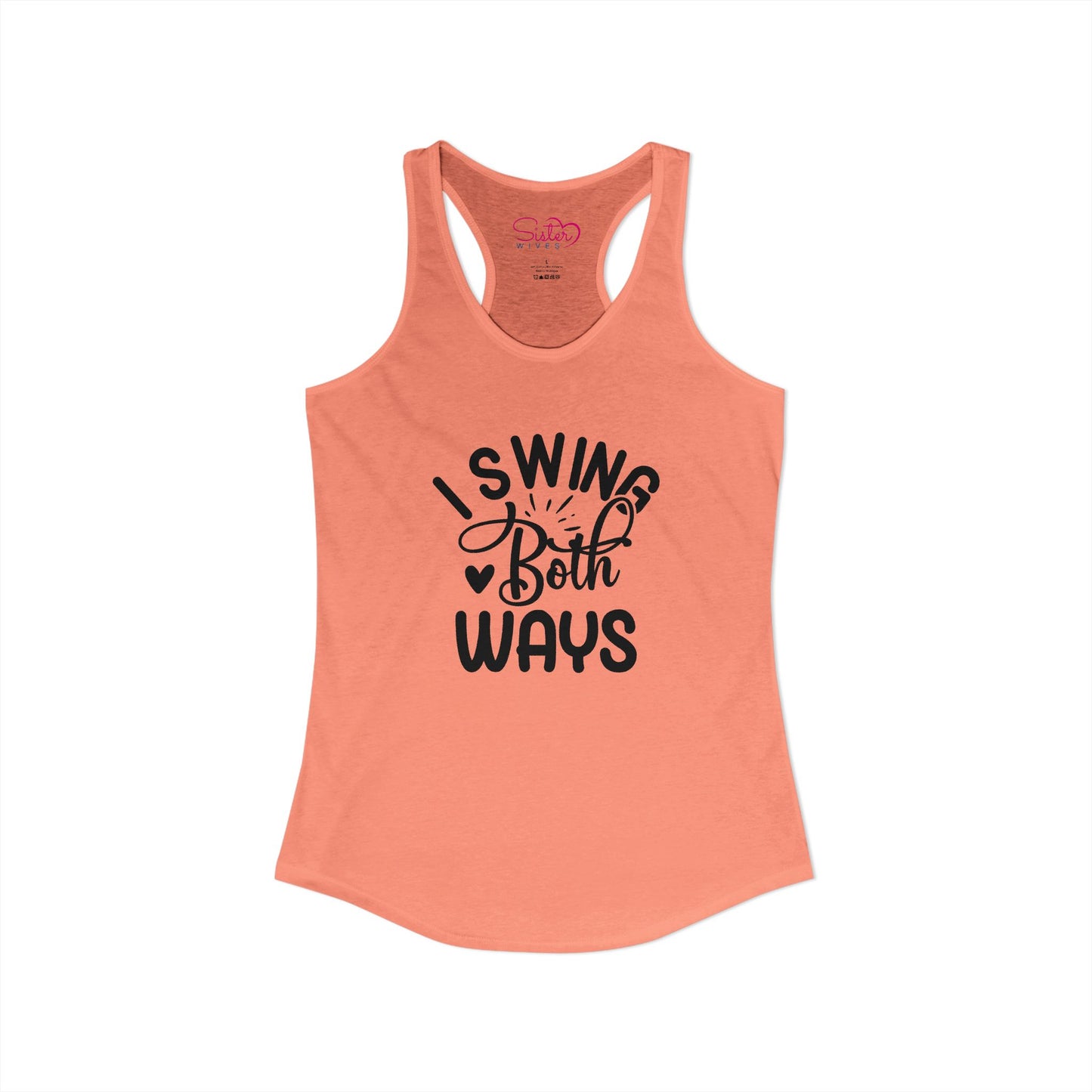I Swing Both Ways Racerback Tank | Bisexual & Swinger Humor Tank Top | ENM Friendly Summer Shirt | Playful Inclusive Apparel
