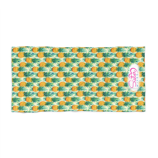 Upside-down Pineapple Natural Beach Towel Tropical Vibe Towel, Summer Vacation Poolside Essential, Beach Day Accessory