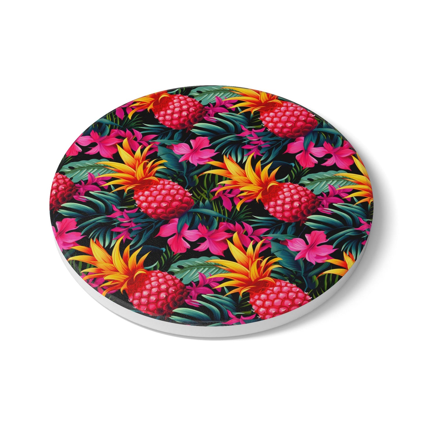 Upside-down Pink Pineapple Coaster Set - Fun Summer Drink Coaster, Home Bar Decor, Tropical Party Supplies, Gift for Beach Lovers, Kitchen Accessory
