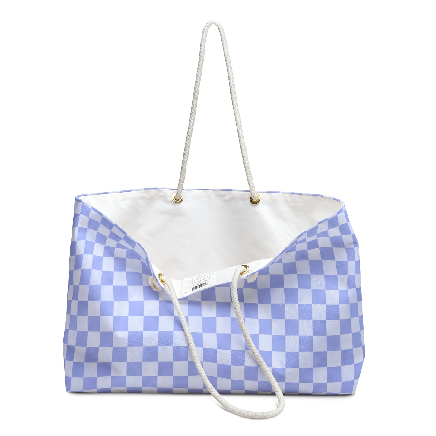 Blue Checker Weekender Bag | Soft Blue Travel Tote | ENM & Polyamory Friendly Overnight Bag | Chosen Family Aesthetic Carryall