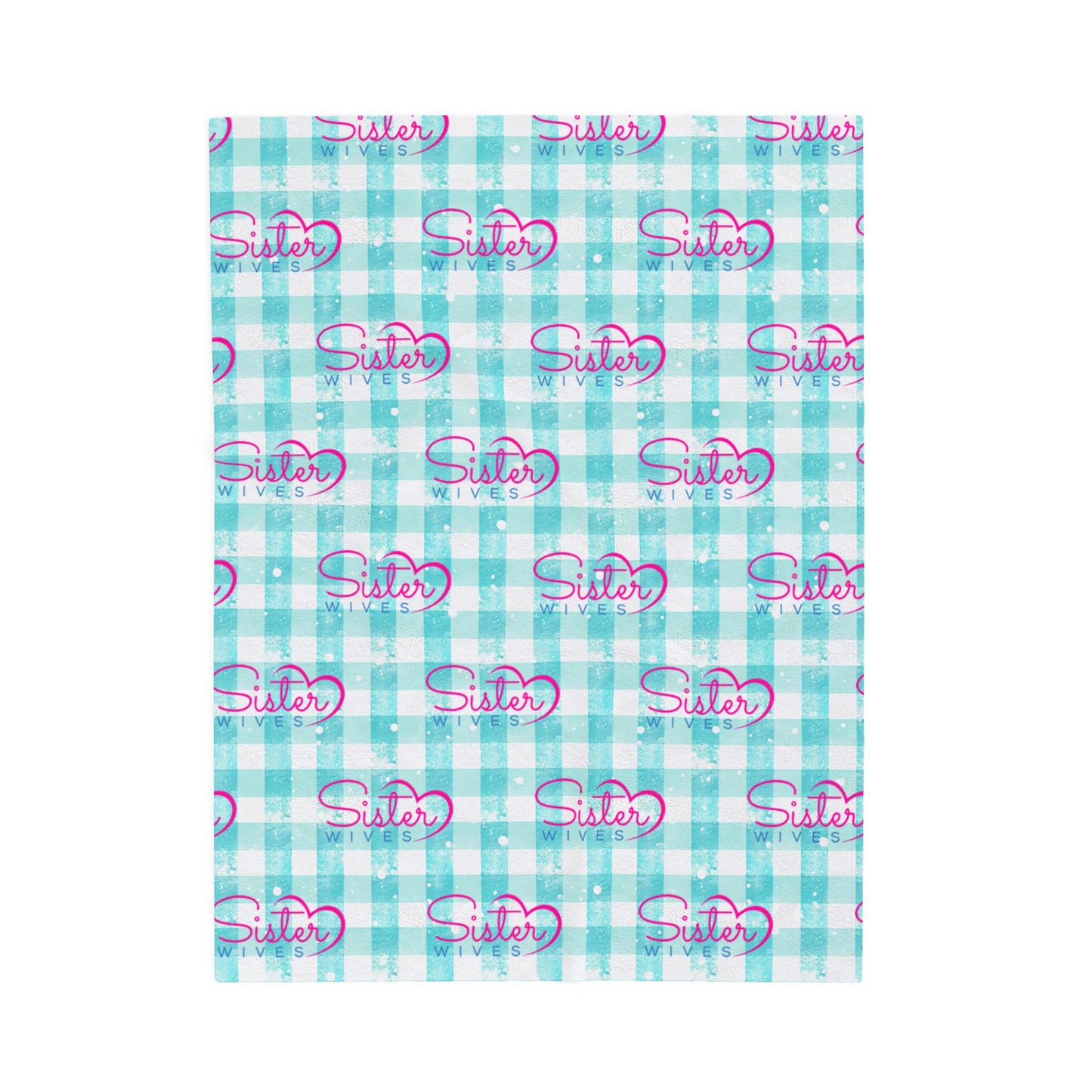 Sister Wives Light Blue Gingham Velveteen Plush Blanket