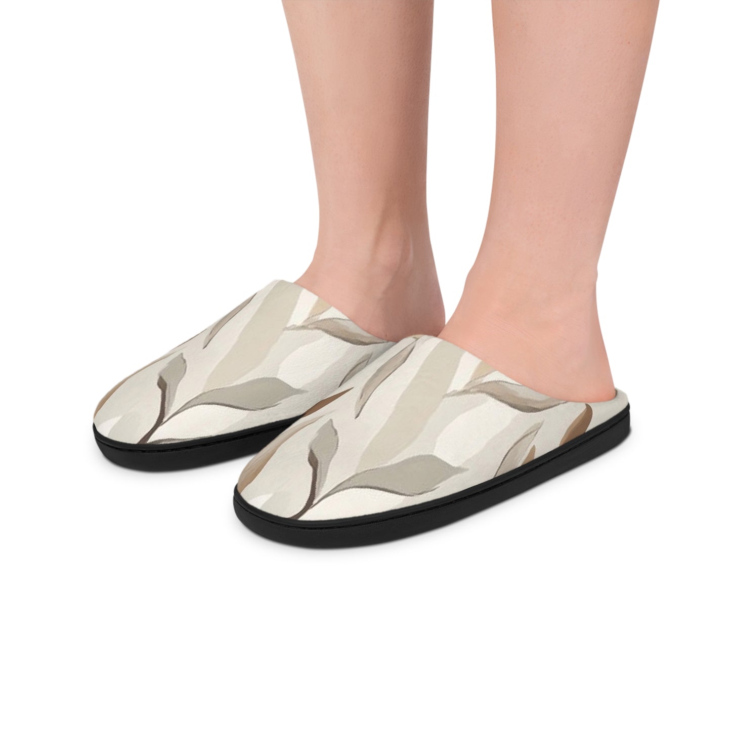 Men’s Neutral Boho Slippers – Abstract Earth Tone Indoor House Shoes | Modern Minimal Cozy Men’s Slippers | Non-Slip Loungewear