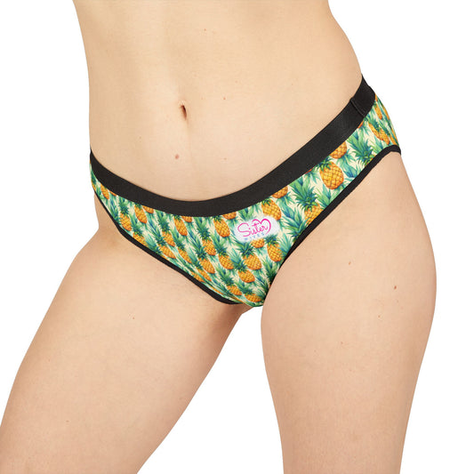 Sisterwives Tropical Pineapple Print Women's Underwear, Vibrant Lingerie, Comfortable Panties, Gift for Her, Everyday Essentials, Colorful Intimates