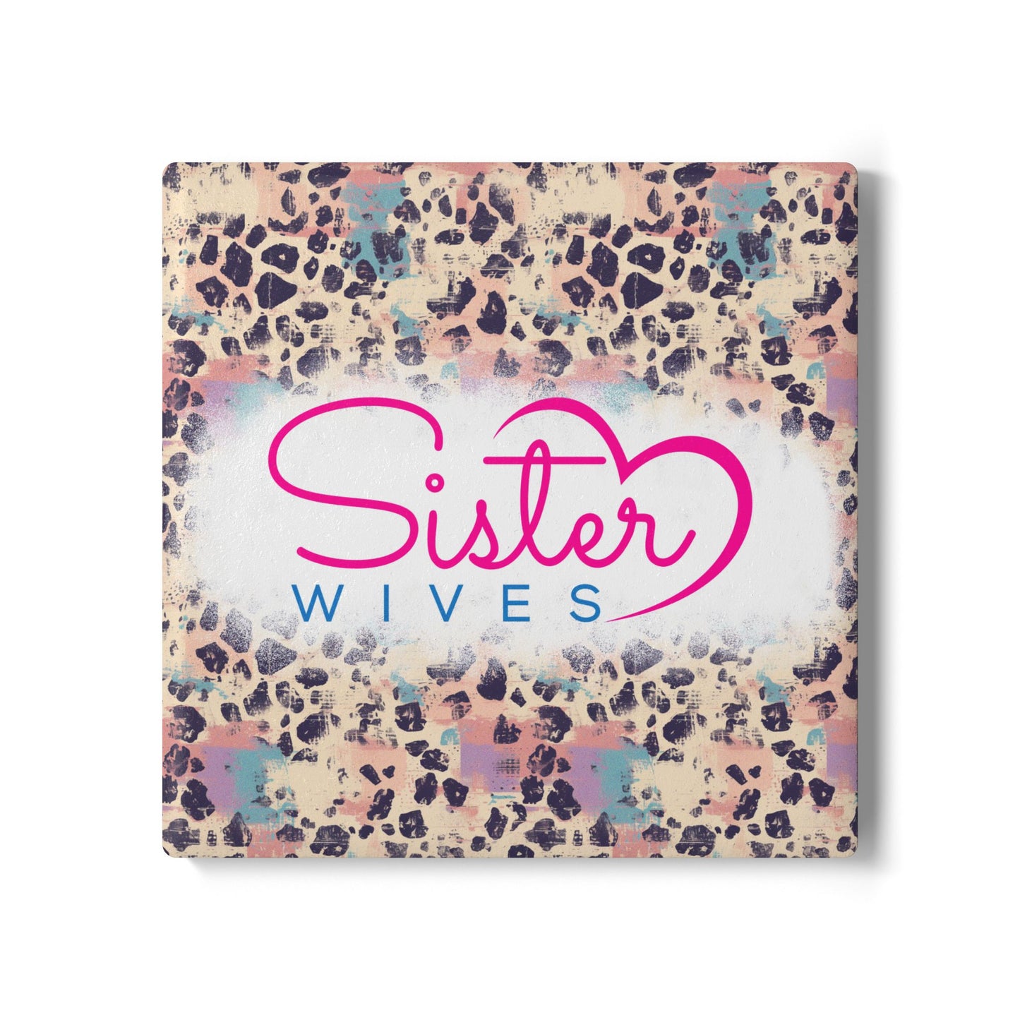 Sister Wives Pink Cheetah Ceramic Coaster, Unique Gift for Friends, Home Decor, Wedding Favors, Birthday Present, Celebratory Gift