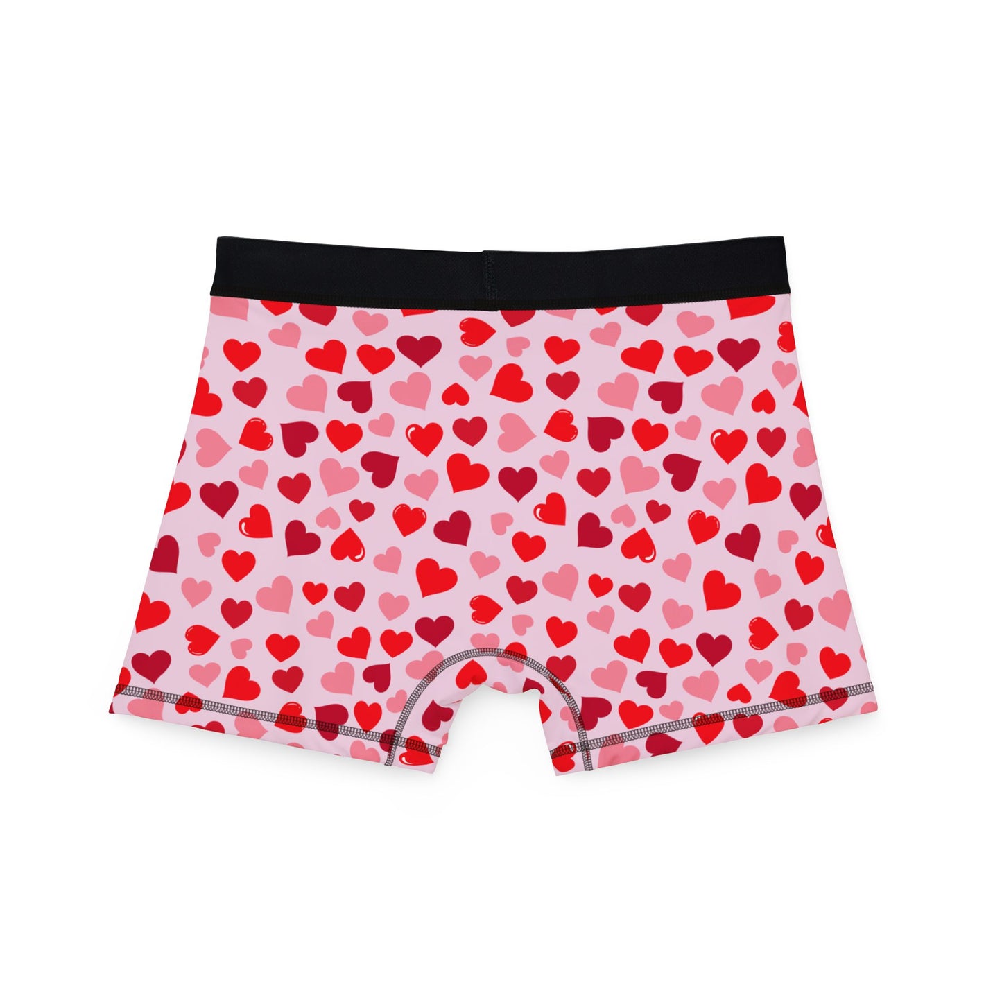 Light Pink Men’s Heart Print Boxer Briefs – Polyamory & Swinger Friendly Underwear, ENM Pride Boxers, Matching Couples & Pairs Available