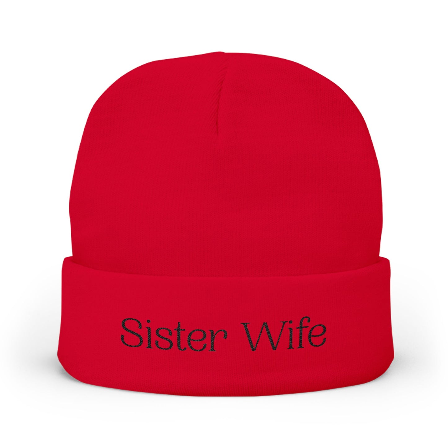 Sister Wife Beanie | Embroidered Knit Hat | Polyamory Lifestyle Apparel | Ethical Non-Monogamy Winter Hat | Cozy Minimalist Beanie