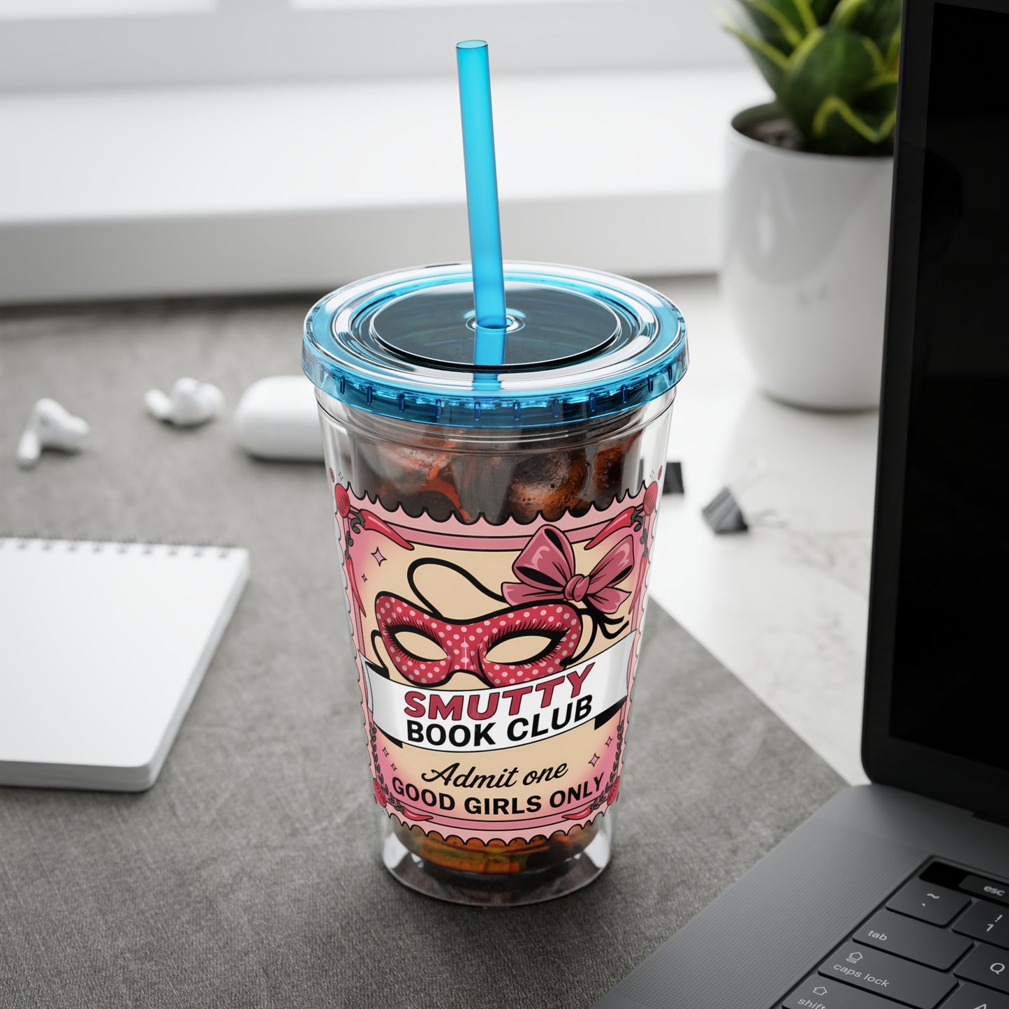 Admit One: Smutty Book Club – 16oz Sunsplash Tumbler | Polyamory Pride Cup | ENM Lifestyle Drinkware | Swinger Aesthetic Travel Cup | Spicy Romance Reader Gift | Poly, Open Relationship,...