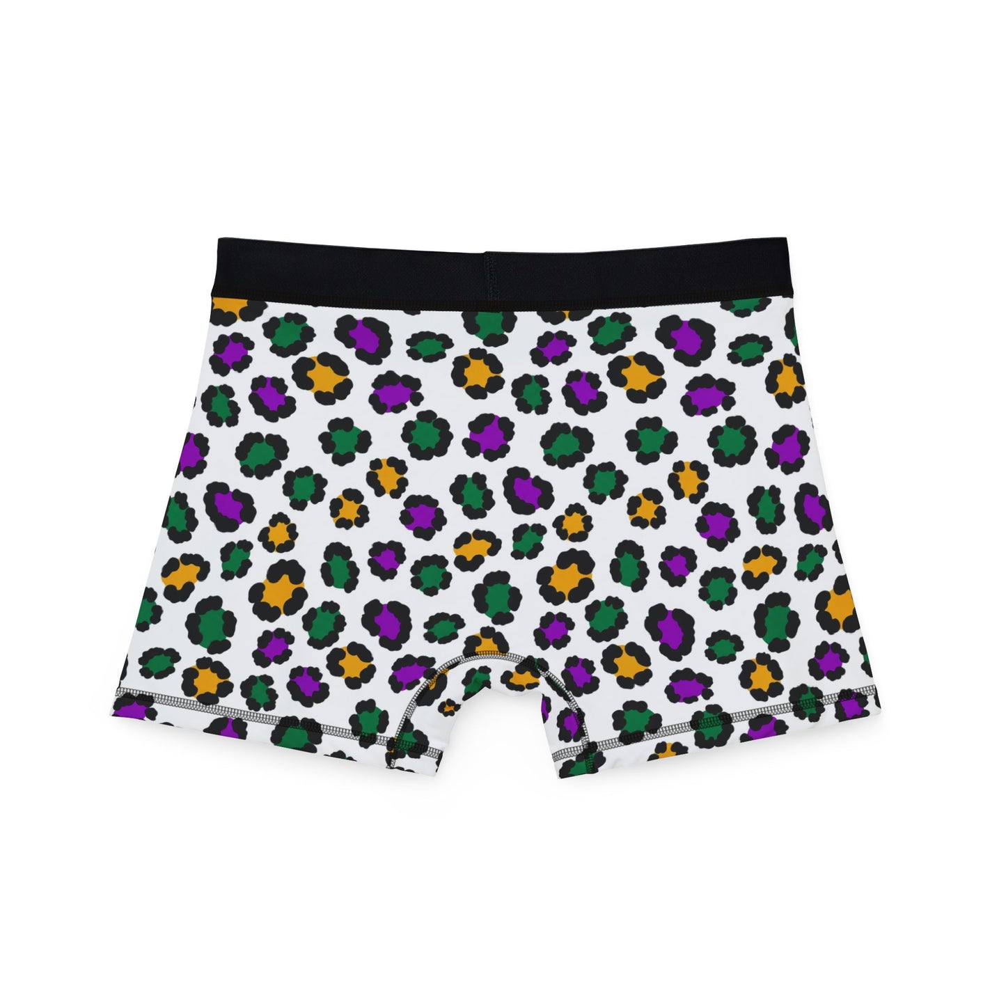 Mardi Gras Cheetah Print Men’s Boxer Briefs | Polyamory ENM Pride Underwear, Matching Couples Underwear