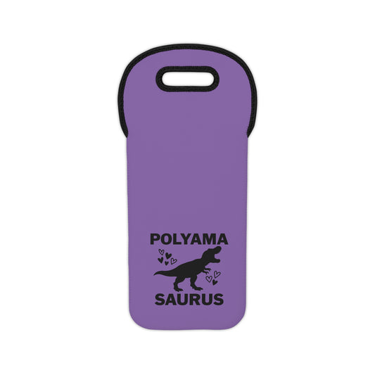 Purple Funny Dino Polyamorous Humor Wine Tote Bag, Dinosaur Gifts, Party Accessories, Funny Wine Carrier, Cute Wine Gift Bag
