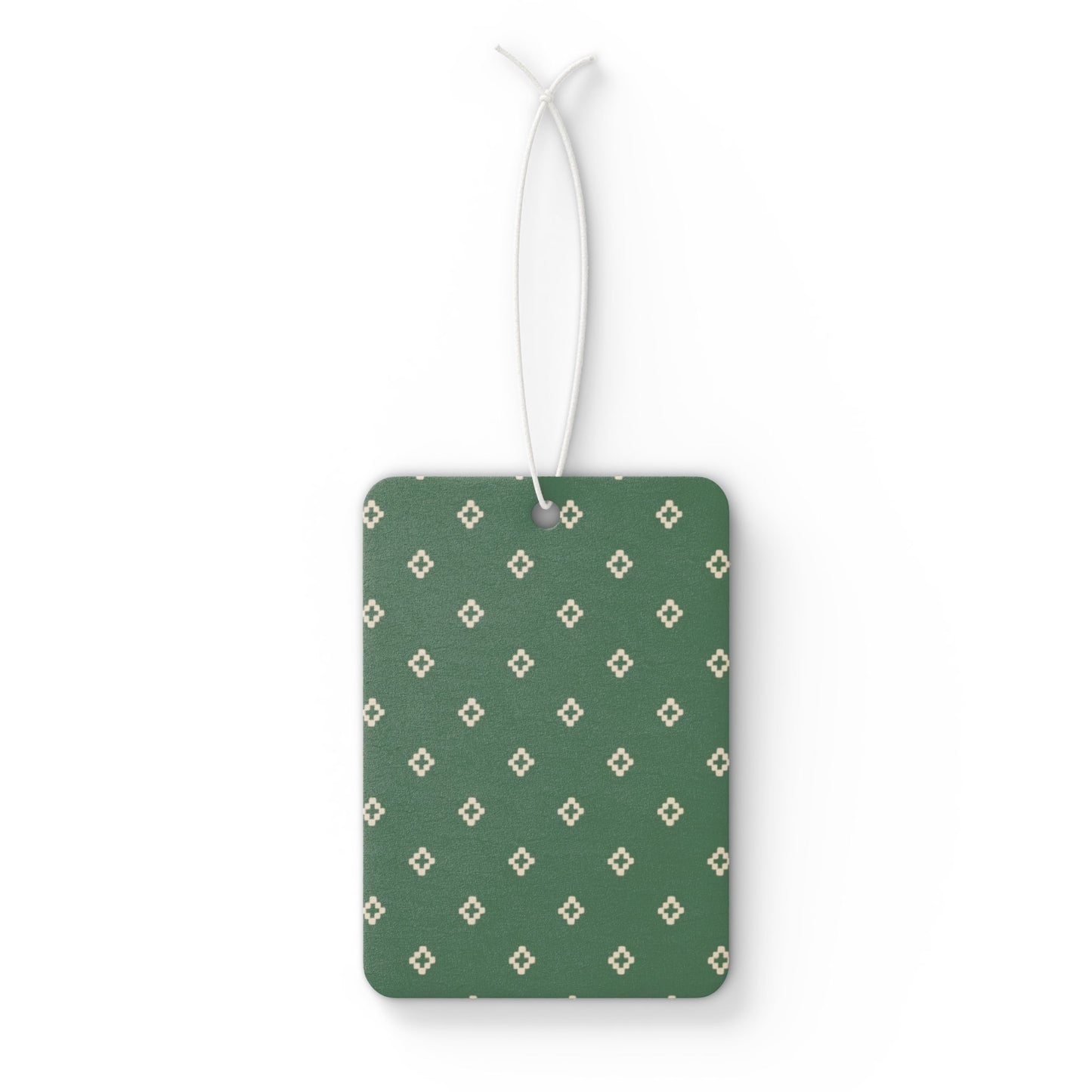 Green Geometric Car Air Freshener – Vintage Neutral Aesthetic Hanging Diffuser | Pine, New Car & Black Ice Scents