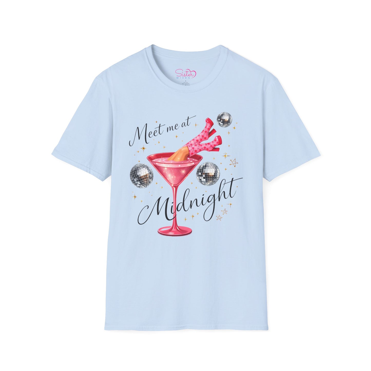 Meet Me at Midnight Shirt – Cocktail Party Graphic Tee, Flirty Night Out Shirt, Poly-Friendly ENM Unisex Gildan 64000