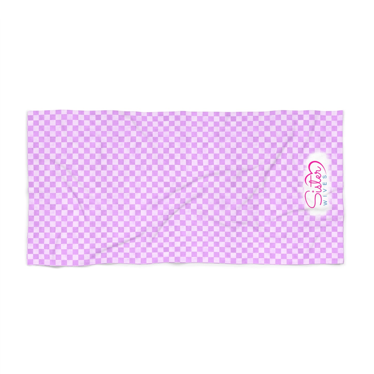 Purple Checkerboard Beach Towel | Polyamory & ENM Friendly | Lifestyle Cruise, Resort & Pride Towel | Sisterwives Beach & Pool Towel