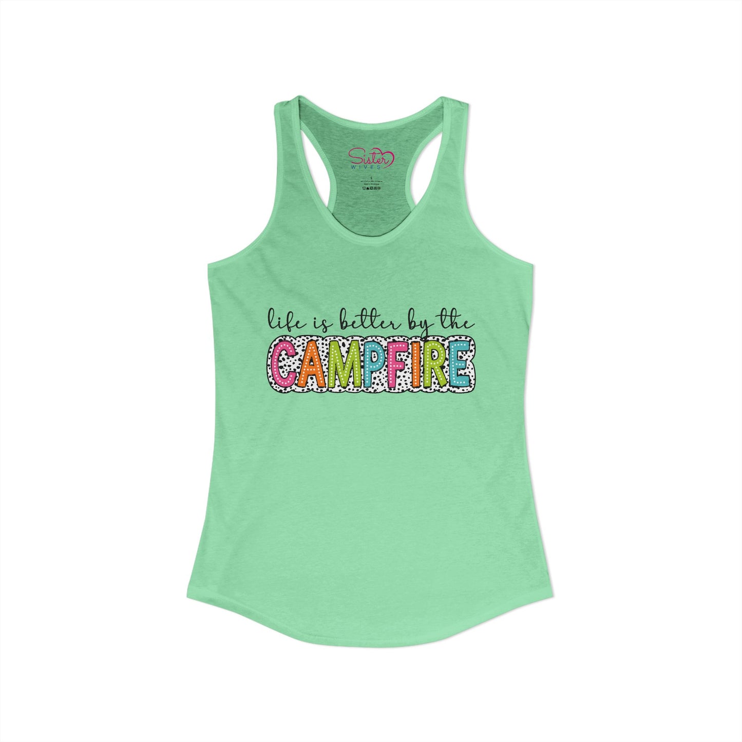 Campfire Racerback Tank | Cozy Outdoorsy Summer Tank Top | Chosen Family Camping Shirt | Inclusive Lifestyle Apparel