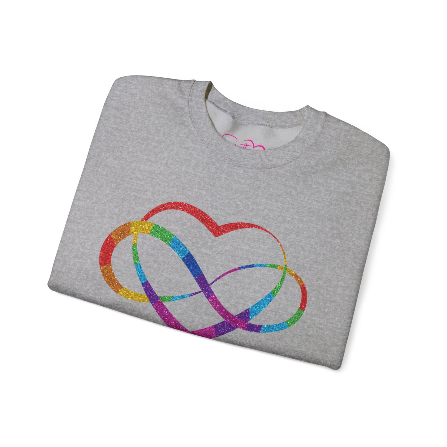 Infinity Heart Crewneck Sweatshirt | Polyamory & ENM Symbol Pullover | LGBTQ+ Inclusive Chosen Family Apparel | Cozy Pride Sweatshirt