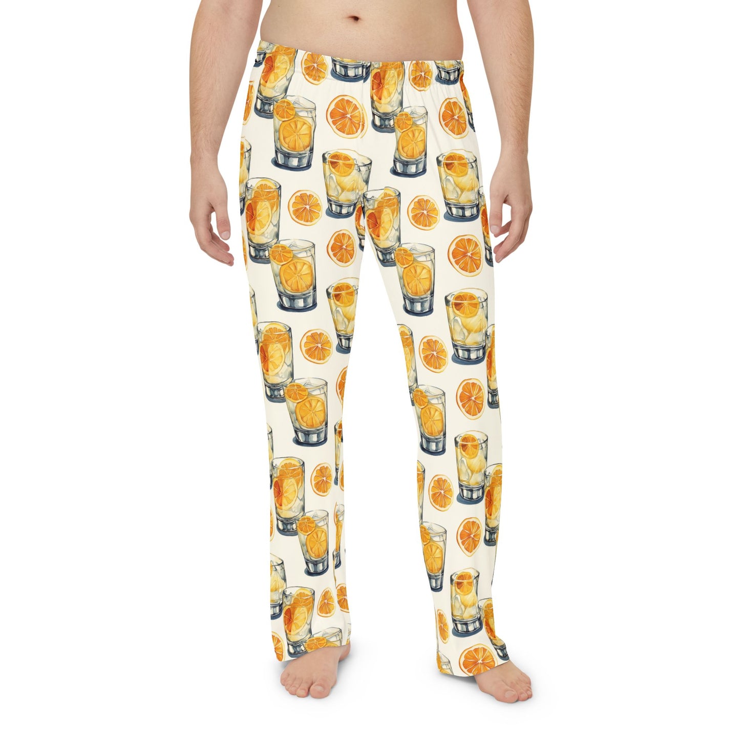 Men’s Citrus Cocktail Pajama Pants | Citrus Martini Lounge Pants | Playful Bar Cart Sleepwear | Polyamory & ENM Friendly