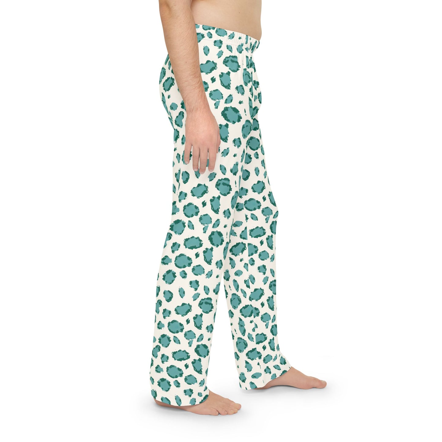 Men's Blue Leopard Print Pajama Pants Men’s Boho Abstract Pajama Pants | Teal & Blue Modern Lounge Pants | Polyamory & ENM Friendly Sleepwear | Soft Cozy Gift