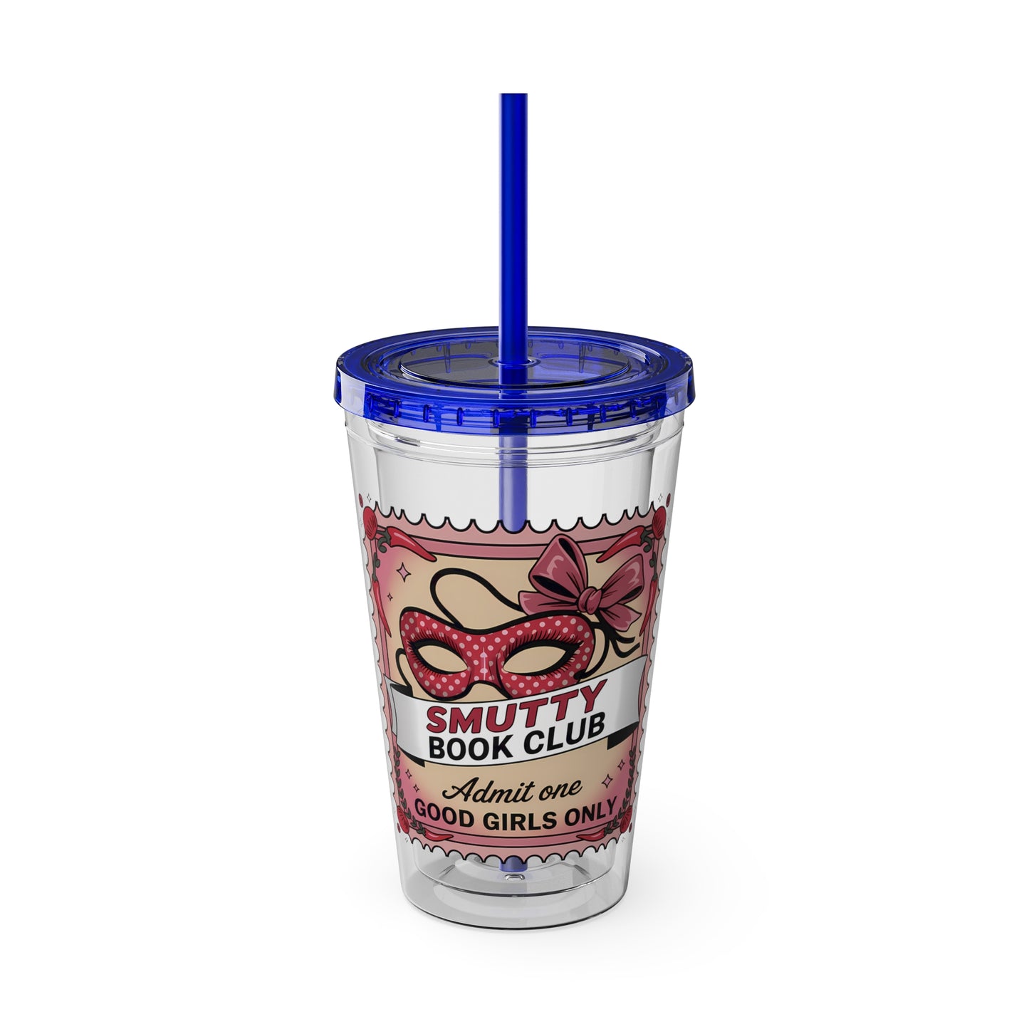 Admit One: Smutty Book Club – 16oz Sunsplash Tumbler | Polyamory Pride Cup | ENM Lifestyle Drinkware | Swinger Aesthetic Travel Cup | Spicy Romance Reader Gift | Poly, Open Relationship,...