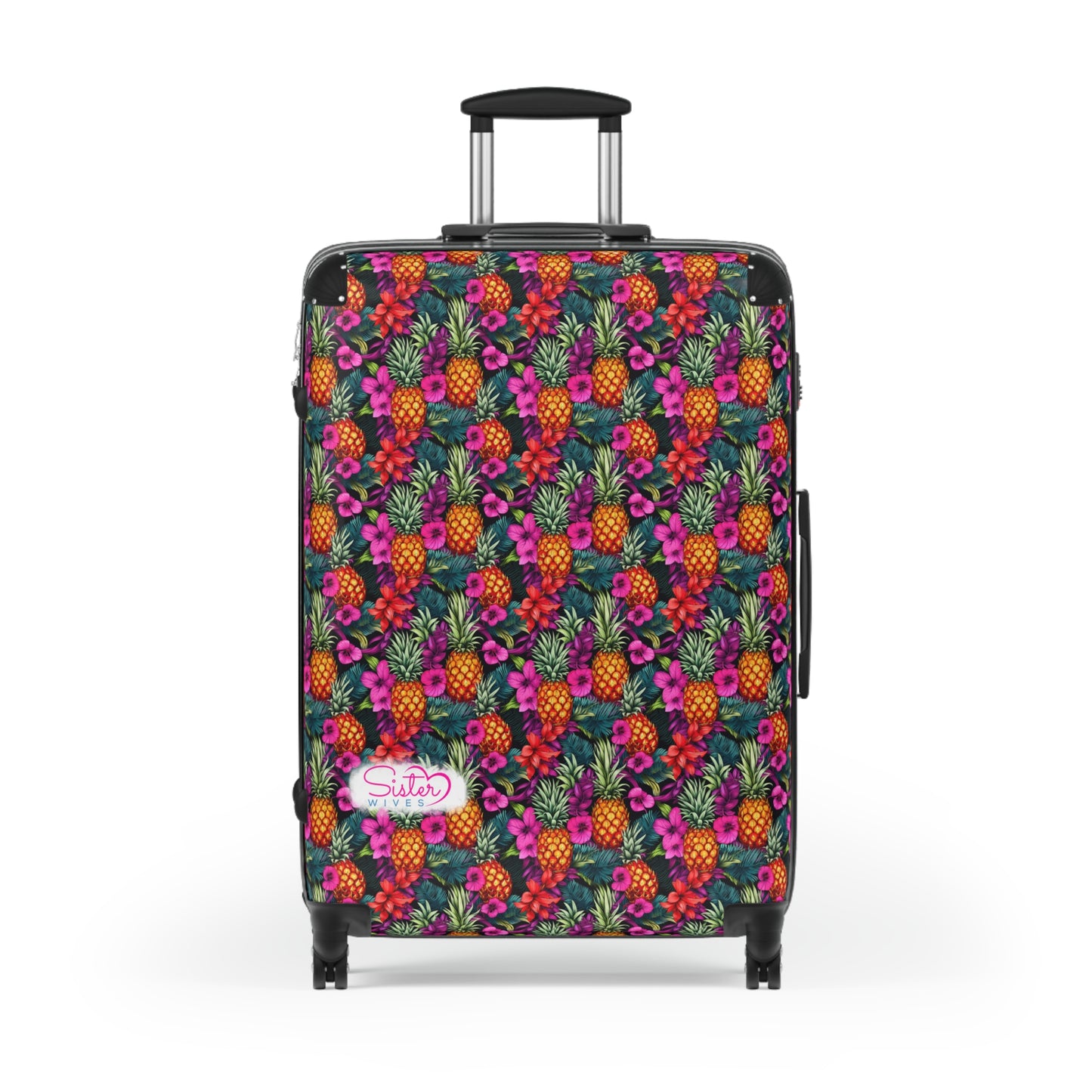 SisterWives Tropical Floral Pineapple Suitcase - Luggage, Travel Gear, Vacation Essential, Summer Adventure Bag, Stylish Travel Accessory