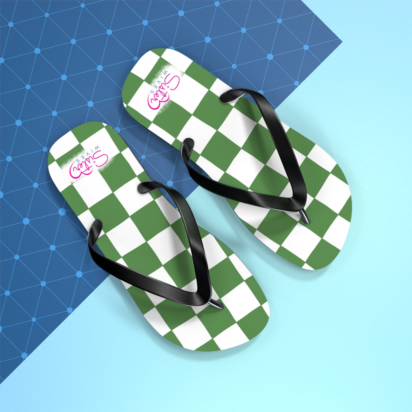Green Checkered Flip Flops | Summer Sandals for ENM, Poly & Open Relationship Lifestyle