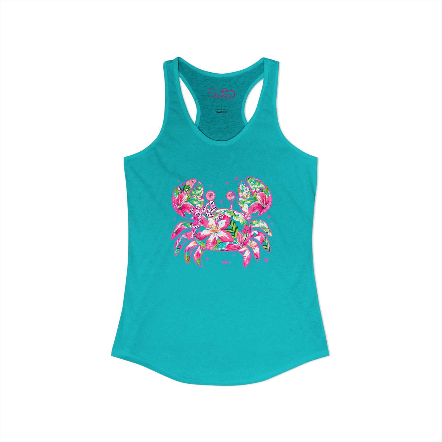 Floral Crab Racerback Tank – Cute Beach Tank Top | Coastal Summer Shirt | Tropical Ocean Graphic Tank