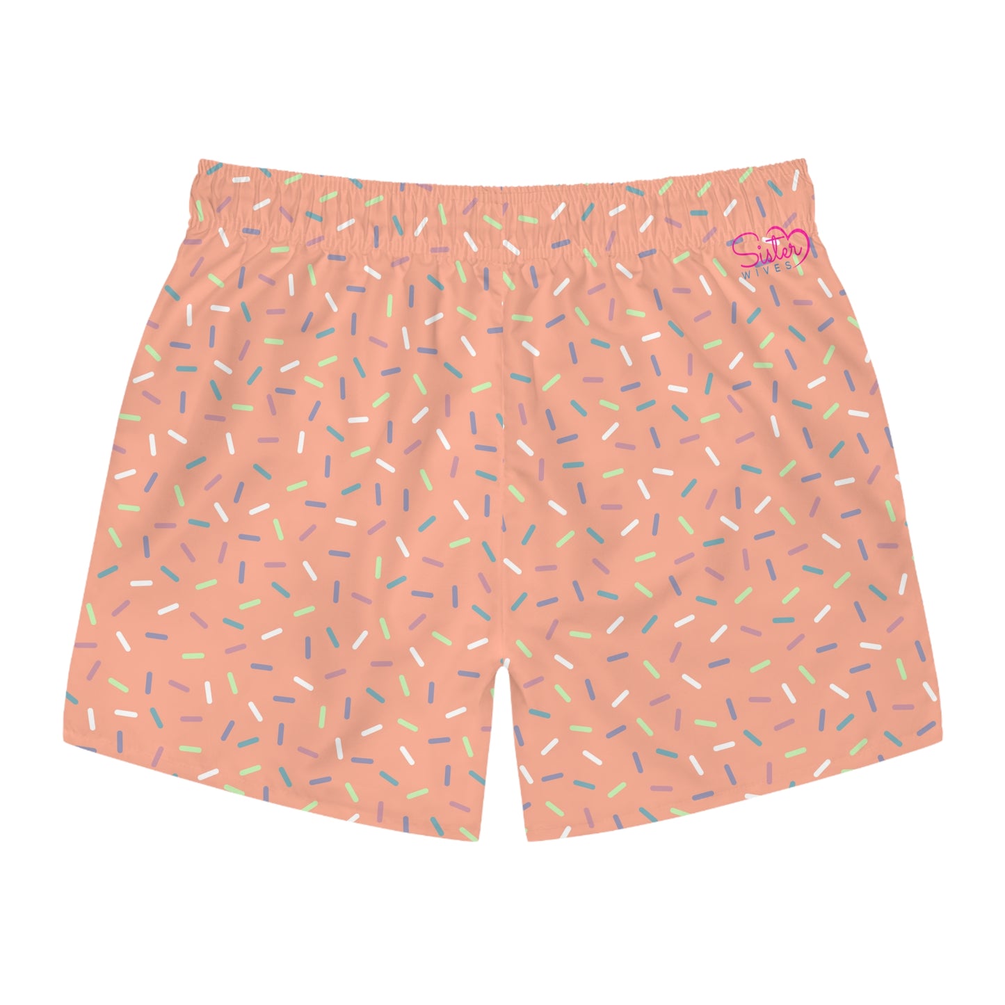 Men’s Rainbow Sprinkle Swim Trunks – Pastel Confetti Summer Swim Shorts, Fun Pool & Beach Board Shorts, Fast-Dry AOP Trunks