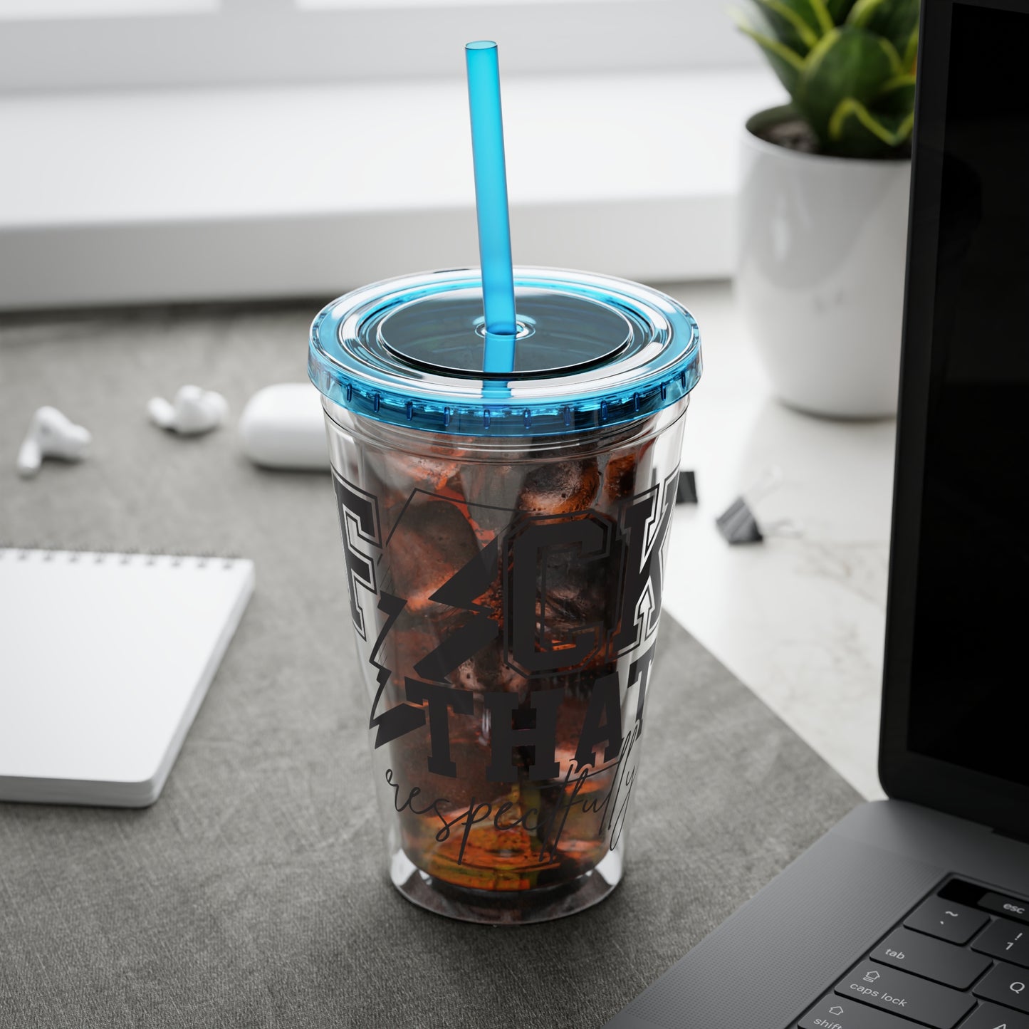 Fuck That, Respectfully” 16oz Sunsplash Tumbler | Funny Sarcastic Humor Cup | Sassy Attitude Drinkware | Bold Statement Travel Tumbler | Snarky Gift