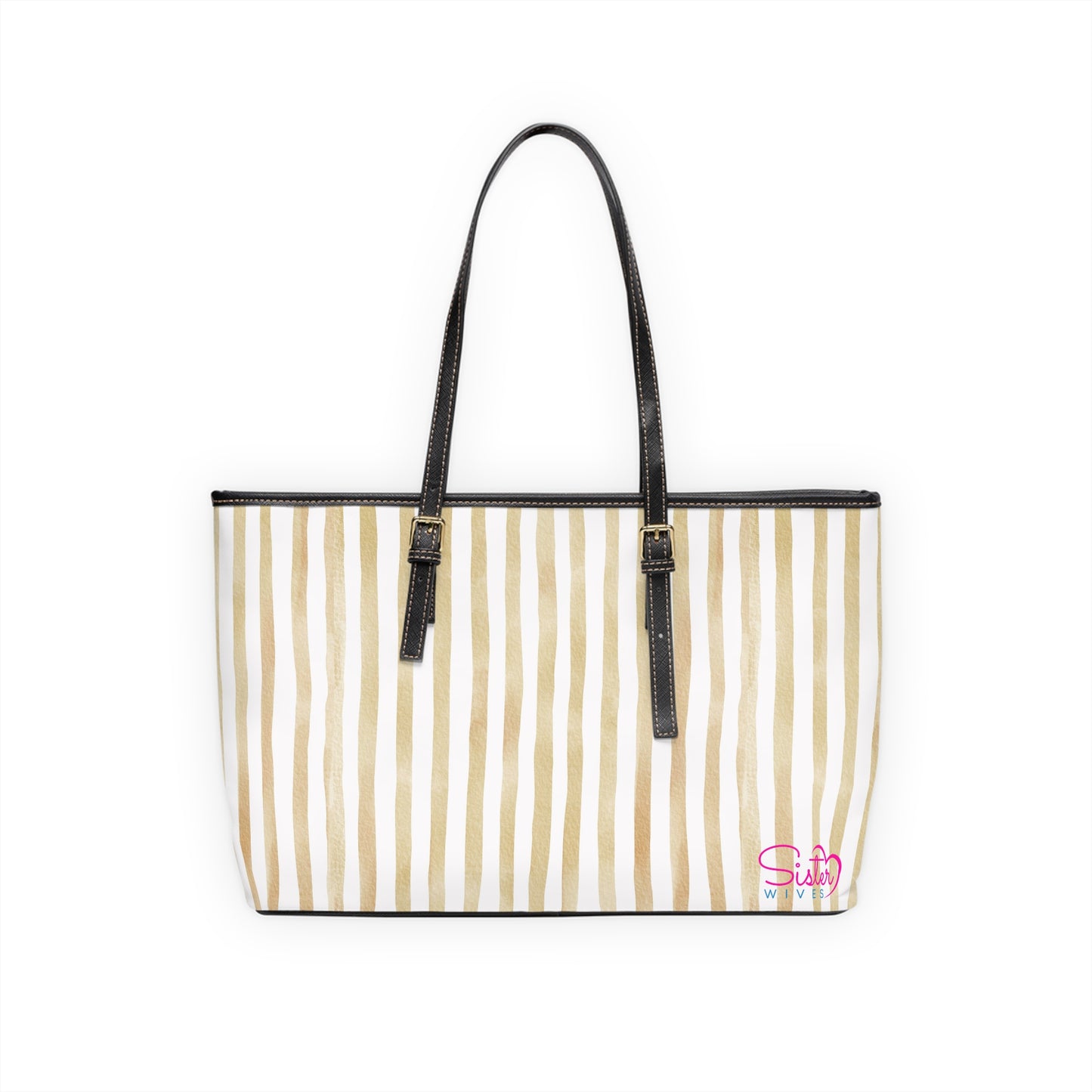 XL Stripe Shoulder Purse – Polyamory Sisterwives ENM Friendly Tote | Swinger Lifestyle Handbag | Soft Blush Minimalist Weekend Bag