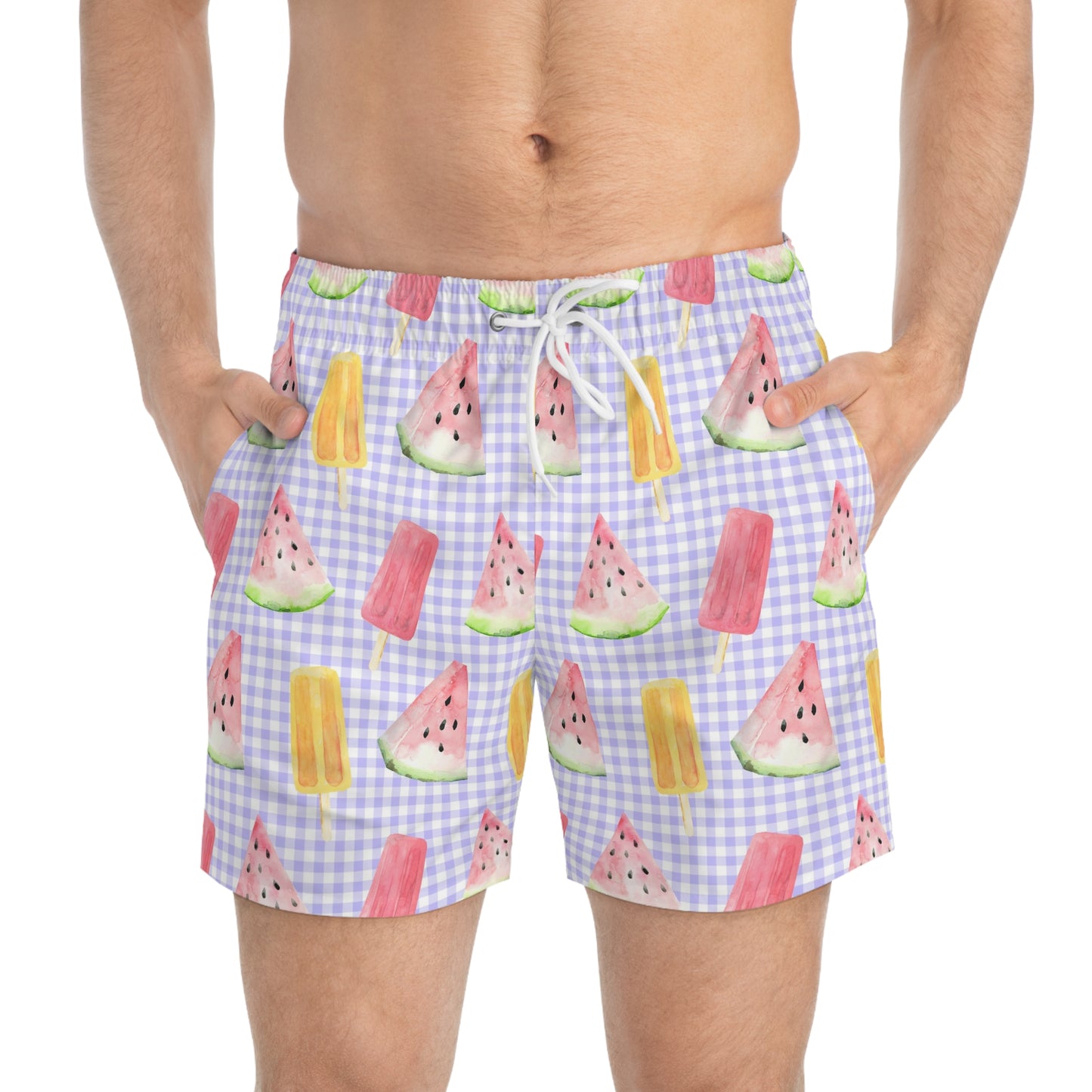 Men’s BBQ Swim Trunks – Grill & Cookout Boardshorts | Funny Food Print Swimwear | Fast-Dry Summer Swim Shorts