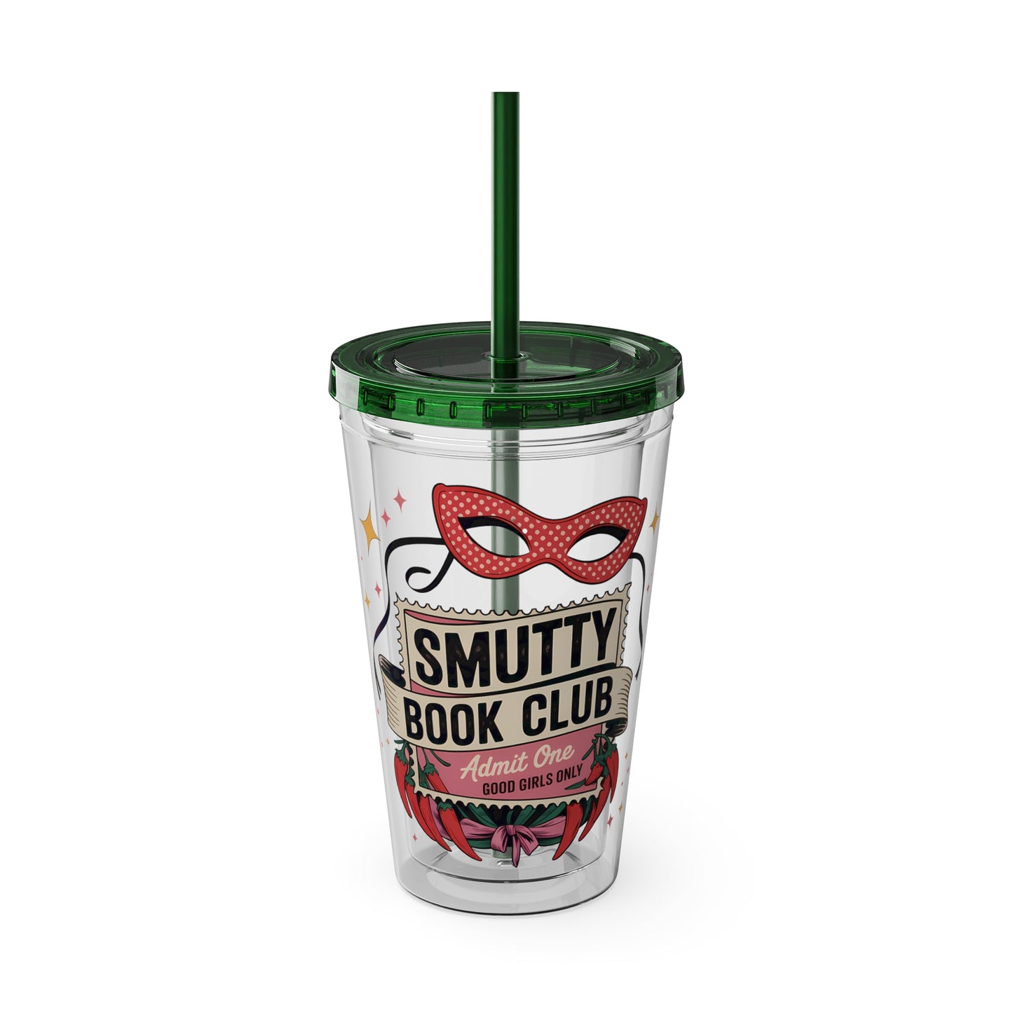 Admit One: Smutty Book Club – 16oz Sunsplash Tumbler | Polyamory Pride Cup | ENM Lifestyle Drinkware | Swinger Aesthetic Travel Cup | Spicy Romance Reader Gift | Poly, Open Relationship,...