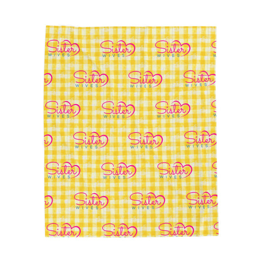Sister Wives Light Sunflower Gingham Velveteen Plush Blanket