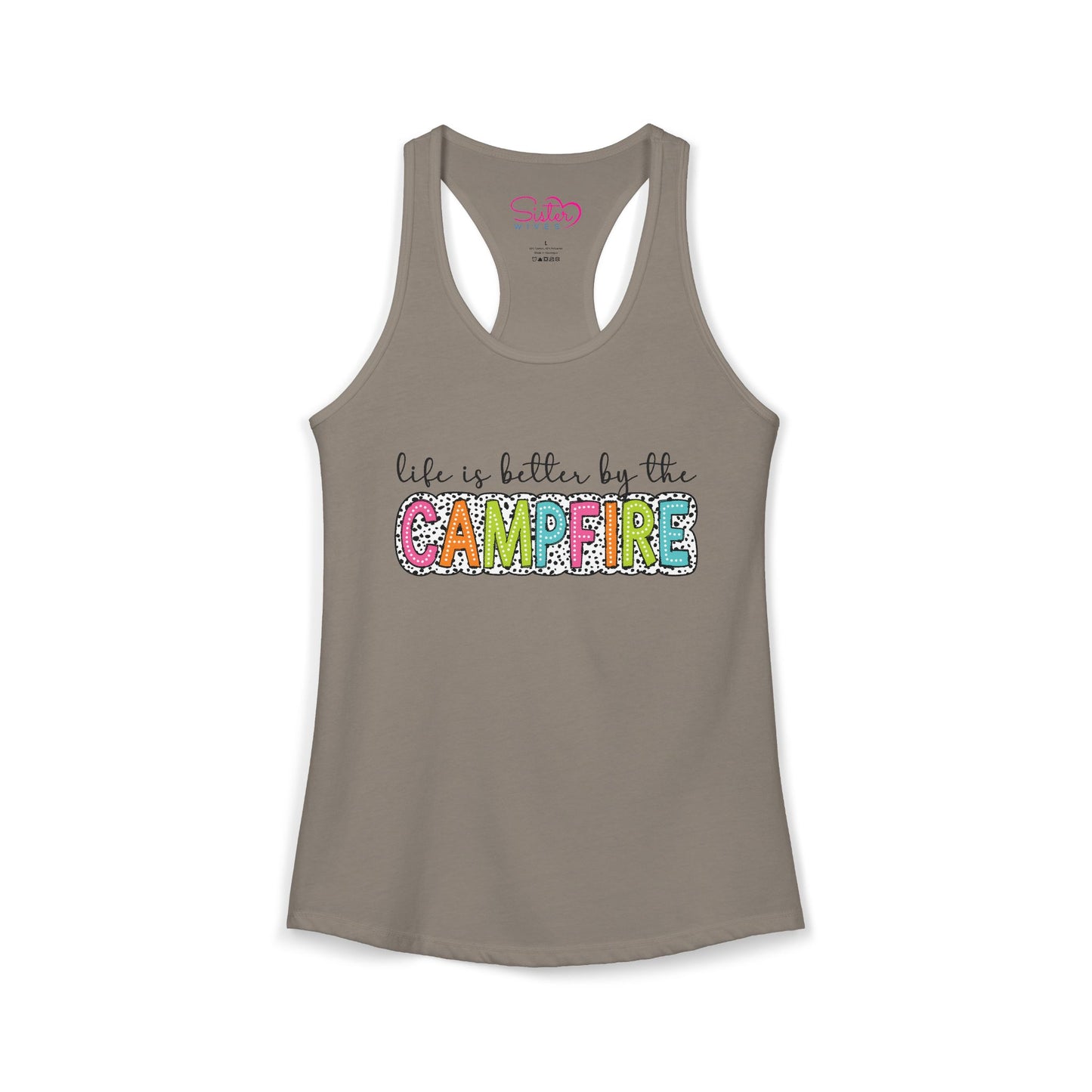Campfire Racerback Tank | Cozy Outdoorsy Summer Tank Top | Chosen Family Camping Shirt | Inclusive Lifestyle Apparel