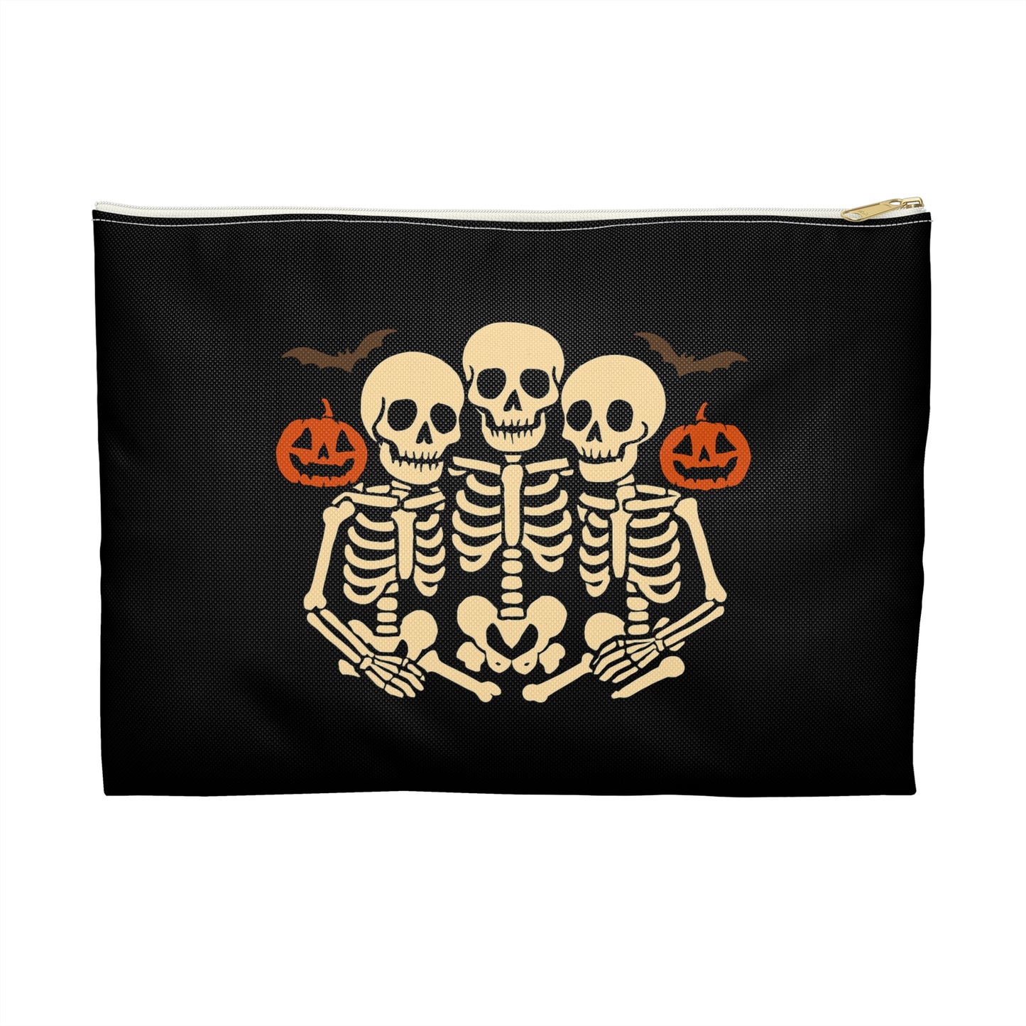 Throuple Hug Skeleton Halloween Accessory Pouch – Funny Skeleton Design for Trick-or-Treating, Party Essentials & Spooky Gifts