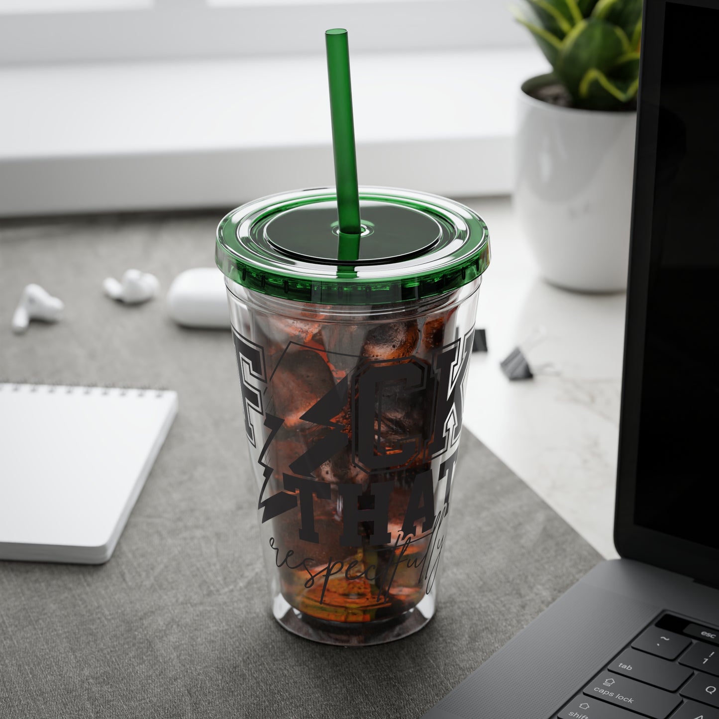 Fuck That, Respectfully” 16oz Sunsplash Tumbler | Funny Sarcastic Humor Cup | Sassy Attitude Drinkware | Bold Statement Travel Tumbler | Snarky Gift