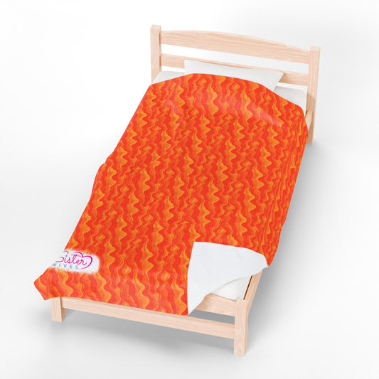 Sister Wives Orange Oil Slick Cozy Velveteen Plush Blanket for Comfort & Warmth, Great for Home Decor, Gifts, Living Room, Couch, Bedroom