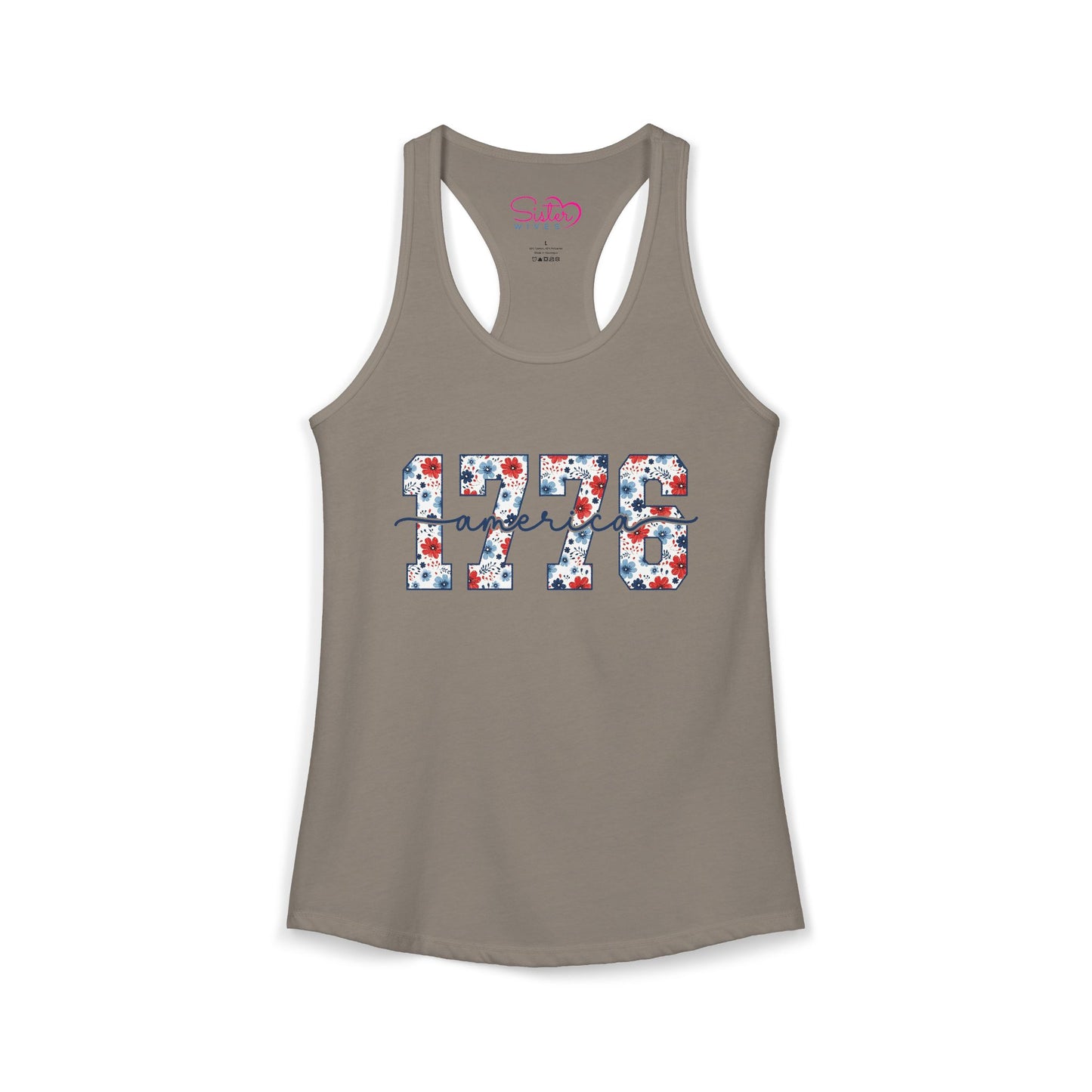 USA Floral Racerback Tank – Patriotic Flower Tank Top | Fourth of July Shirt | Summer USA Graphic Tank