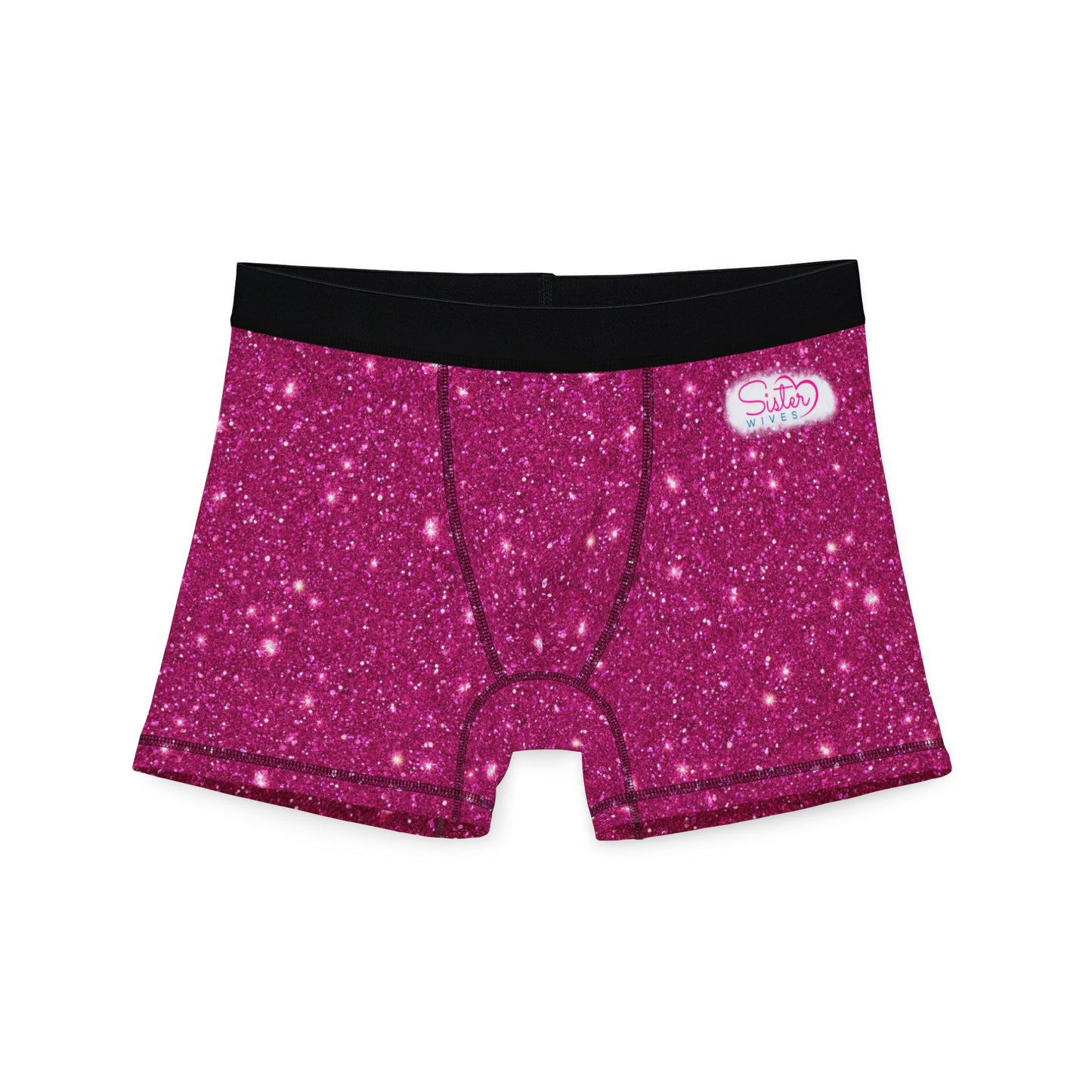 Men’s Valentine’s Glitter Boxer Briefs – Pink Sparkle Boxers, Polyamory & Swinger Friendly Underwear, ENM Pride, Matching Couples Sets Available
